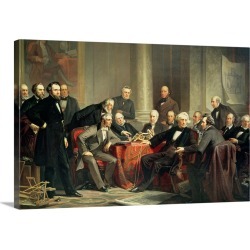 Large Solid-Faced Canvas Print Wall Art Print 30 x 20 entitled group portrait of the great American inventors of the Victo...