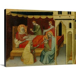 Large Solid-Faced Canvas Print Wall Art Print 40 x 30 entitled Nativity of St, John the Baptist, 14th c, Master of the Nat...