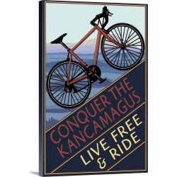 Large Gallery-Wrapped Canvas Wall Art Print 16 x 24 entitled Conquer the Kancamagus, New Hampshire - Mountain Bike: Retro ...