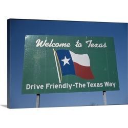 Large Gallery-Wrapped Canvas Wall Art Print 24 x 16 entitled Texas Road Sign