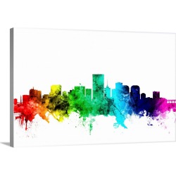 Large Solid-Faced Canvas Print Wall Art Print 30 x 20 entitled Richmond Virginia Skyline, Rainbow