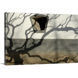 Large Solid-Faced Canvas Print Wall Art Print 30 x 20 entitled Shadow of a tree on a wall build in traditional style