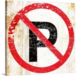 Large Solid-Faced Canvas Print Wall Art Print 20 x 20 entitled No Parking Sign