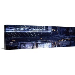 Large Gallery-Wrapped Canvas Wall Art Print 36 x 12 entitled Aerial view of vehicles on the road in a city, New York City
