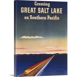 Large Gallery-Wrapped Canvas Wall Art Print 18 x 24 entitled Great Salt Lake - Vintage Travel Advertisement