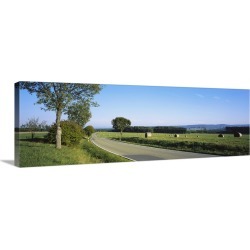 Large Gallery-Wrapped Canvas Wall Art Print 36 x 12 entitled Hay bales in a field, Germany