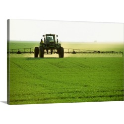Large Solid-Faced Canvas Print Wall Art Print 30 x 20 entitled Ground application of herbicide on early growth oats, near ...