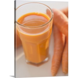 Large Solid-Faced Canvas Print Wall Art Print 30 x 40 entitled Studio shot of carrots and carrot juice