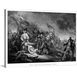 Large Solid-Faced Canvas Print Wall Art Print 40 x 30 entitled Vintage American Revolutionary War print of the Battle of B...