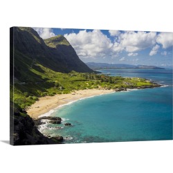 Large Solid-Faced Canvas Print Wall Art Print 30 x 20 entitled Hawaii, East Oahu. Makapuu Beach