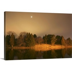 Large Gallery-Wrapped Canvas Wall Art Print 24 x 16 entitled A lakeside with reflections