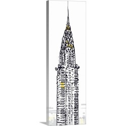 Large Gallery-Wrapped Canvas Wall Art Print 12 x 36 entitled Chrysler Building in New York City