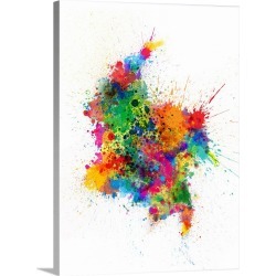 Large Solid-Faced Canvas Print Wall Art Print 30 x 40 entitled Colombia Paint Splashes Map