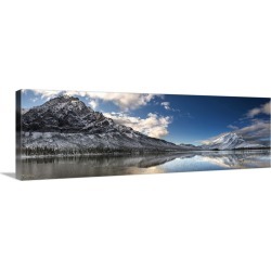 Large Solid-Faced Canvas Print Wall Art Print 48 x 16 entitled Mt. Dillon and Mt, Sukakpak reflecting in a pond in the Bro...