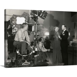 Large Gallery-Wrapped Canvas Wall Art Print 30 x 23 entitled Camera man Don Clark and Director James Tinling film a scene ...