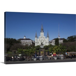 Large Solid-Faced Canvas Print Wall Art Print 30 x 20 entitled St. Louis Cathedral, Jackson Square, French Quarter, New Or...