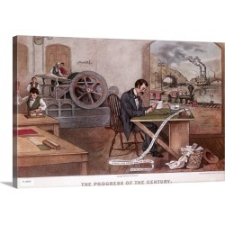 Large Solid-Faced Canvas Print Wall Art Print 30 x 20 entitled The Progress of the Century by Currier and Ives