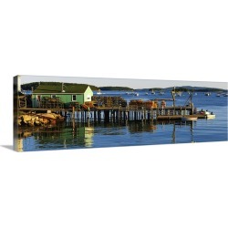 Large Solid-Faced Canvas Print Wall Art Print 48 x 16 entitled Lobster traps on a dock, Stonington, Hancock County, Maine