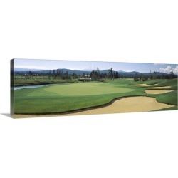 Large Gallery-Wrapped Canvas Wall Art Print 36 x 12 entitled Sand trap in a golf course, Sunriver Resort Golf Course, Sunr...