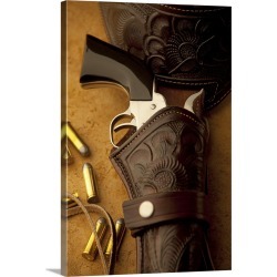 Large Gallery-Wrapped Canvas Wall Art Print 20 x 30 entitled Old western-style revolver in a holster