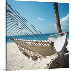 Large Solid-Faced Canvas Print Wall Art Print 20 x 20 entitled Hammock On A Beach
