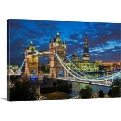 Large Solid-Faced Canvas Print Wall Art Print 30 x 20 entitled UK, England, London, River Thames, Tower Bridge and The Shard