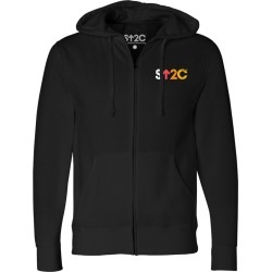 SU2C Unisex Distressed Short Logo Zip Up Hoodie, Black