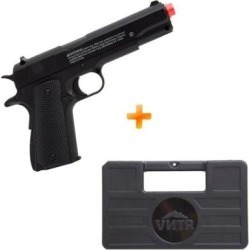 Kit Pistola Airsoft Spring GFM311 Colt 1911 Full Metal 6mm - Crosman + Maleta Rigida - Unissex