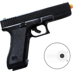 Pistola Airsoft Spring K17 KwC Full ABS + Kit 10 Alvos de Papel para Airsoft Bravo Militar - Unissex