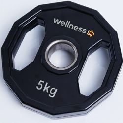 Anilha Poliuretano Wellness - Furação Olímpica - 12 faces com pegadas - 5,00kg - Unissex