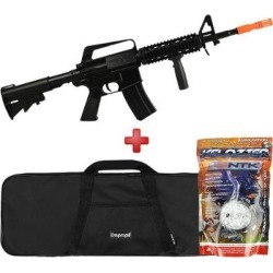 Rifle Airsoft Spring Vigor M16 RIS Black + Capa Simples + BBs Velozter 0.12g 2000un - Unissex