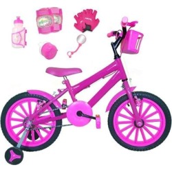 Bicicleta Infantil Aro 16 Kit C/ Acessórios E Kit Proteção - Feminino