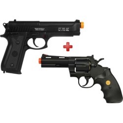 Pistola Airsoft Spring Taurus PT92 Slide Metal + Revólver Airsoft Spring UHC UA-937B - Unissex