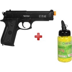 Pistola Airsoft Spring Taurus PT92 Slide Metal + BBs BB King 0.12g - Unissex