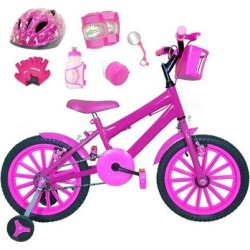 Bicicleta Infantil Aro 16 Kit C/ Capacete E Kit Proteção - Feminino