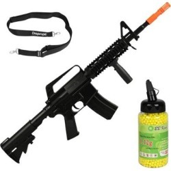 Airsoft Rifle Fuzil Spring Mola M16 A1 + Bbs Bb King 0.12g - Unissex