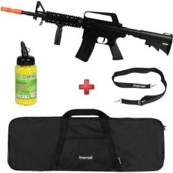 Airsoft Fuzil Spring Rifle M16 A1 6mm Mola + Kit Promocional - Unissex