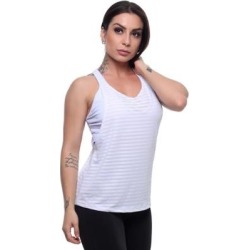 Regata Dry Fit Branca C/Fita Neon Hard Clothing Fit Feminina - Feminino