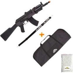 Kit Rifle de Airsoft Spring Kalashnikov AK Spetsnaz 355 Fps Cyber Gun + Bbs + Capa + Bandoleira - Unissex