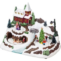 Christmas Village w/ River LED Scene with Music Option