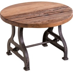 Birmingham Round End Table in Reclaimed Wood and Metal
