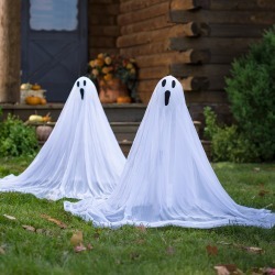 Lighted Color-Changing Halloween Ghost Stakes, Set of 2