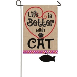 Life Is Better With A Cat Burlap Garden Flag