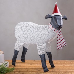 Holiday Suffolk Sheep Metal Garden Statue