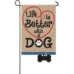 Life is Better with a Dog Burlap Garden Flag