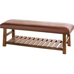 Canyon Brown Leather Bench