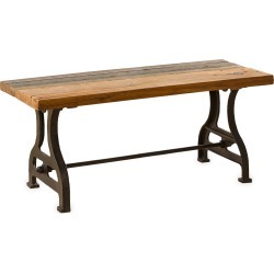 Birmingham Indoor/Outdoor Reclaimed Wood Bench With Iron Base