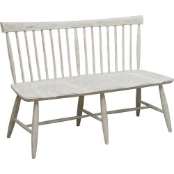 Farmhouse Whitewash Dining Room Bench - Modern Eclectic