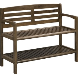 Antique Chestnut Solid Wood Large Bench with Back - Abingdon