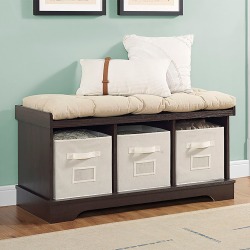 Espresso Brown Wood Storage Bench